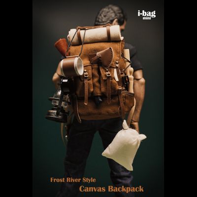 Рюкзак с аксессуарами для кемпинга (для коллекционных фигур 30 см) масштаб 1/6  Frost River Style Canvas Camping backpack (i-b001A) - i-bag