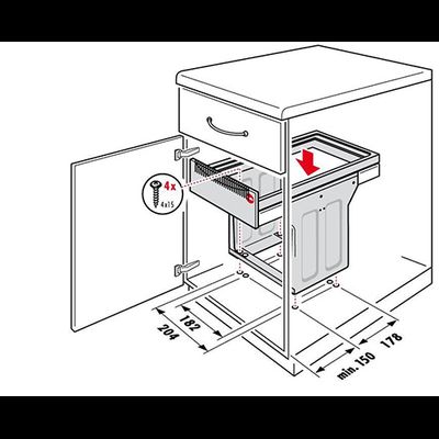 Встраиваемое ведро для мусора 30л Tandem Hailo