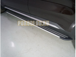 Пороги алюминиевые "Slim Line Silver" 1820 мм ТСС для Kia Sorento 2020-