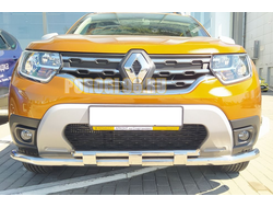 Защита переднего бампера двойная с перемычками d60/42 для Renault Duster (2021-...)