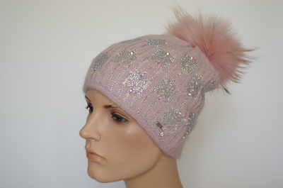 Шапка с помпоном Vizio Италия 1005 CP розовая