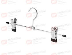 A018 (8883) Вешалка металлическая с зажимами хромированная черная 350 мм