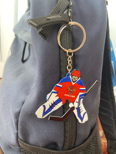 БРЕЛОК "ВРАТАРЬ" (МЕТАЛЛИЧЕСКИЙ ПЛОСКИЙ ДВУСТОРОННИЙ)