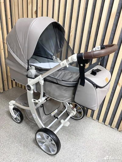 Детская коляска 2 в 1 Farfello Aimile Original Космический Латте Экокожа