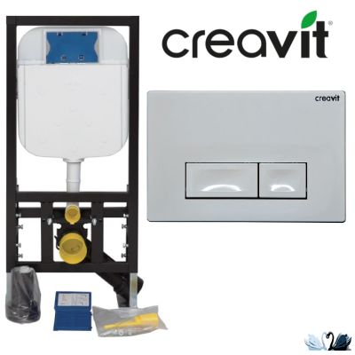 Инсталляция для унитаза Creavit GR5003.01 с кнопкой Ore GP3001.00 белая глянец