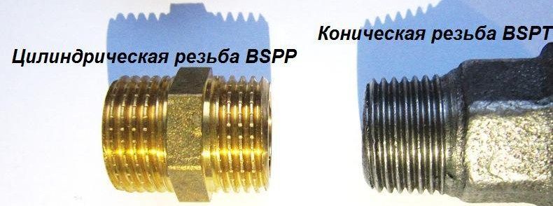 Коническая резьба и цилиндрическая резьба отличие, стандарт BSPP, BSPT, BSP, NPT, NPTF