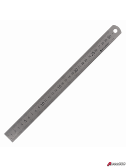 Линейка металлическая 30 см, BRAUBERG, европодвес. 210381