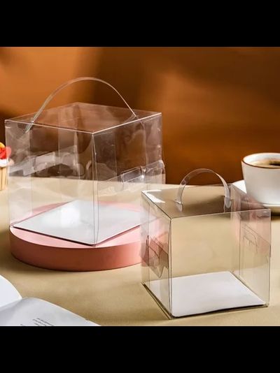 Коробка-куб для бенто торта прозр. с подл., 13*13*13см