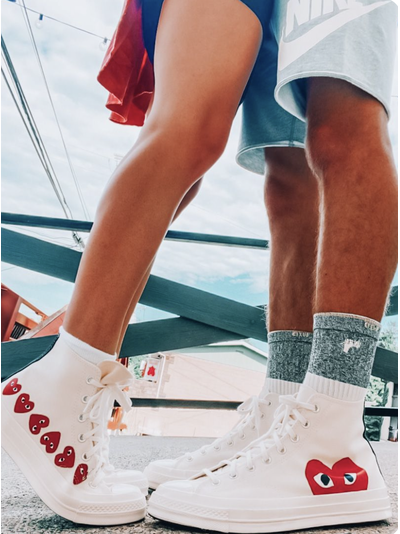 Converse Comme des Garcons Play  с сердечками белые высокие