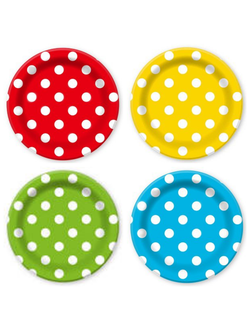 Тарелки бумажные ламинированные в горошек 23см/ 6шт