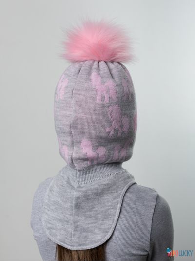 Шапка-шлем 23101-03 с утеплит., хб подклад, серый,розовый 52-54