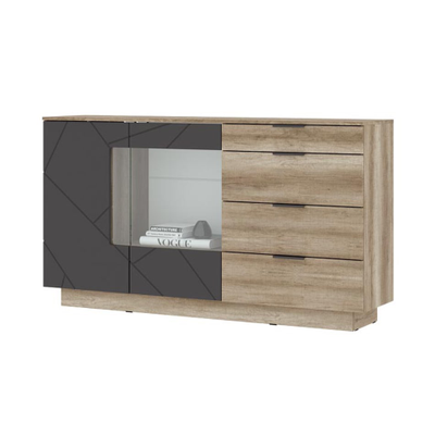 Даллас КМ 02 Комод 4 ящика со стеклом Стенд