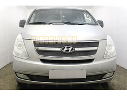 Защита радиатора Hyundai Starex H1 II 2007-2015 под буксировочный крюк black низ