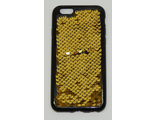 Защитная крышка силиконовая iPhone 6/6S черная с золотистыми пайетками