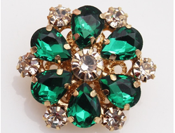 ПУГОВИЦЫ ДЕКОРАТИВНЫЕ СО СТРАЗАМИ, 25 мм. 50 шт. РК-00081. Цвет: Изумрудный