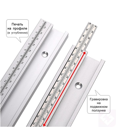 T-TRACK  с двумя пазами 19.3 мм + линейка (подвижная в пазу) 100 см.