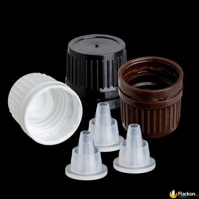 Резьбовой колпачок 18/410 с КПВ и капельным дозатором для стеклянных флаконов серии "Эфир"