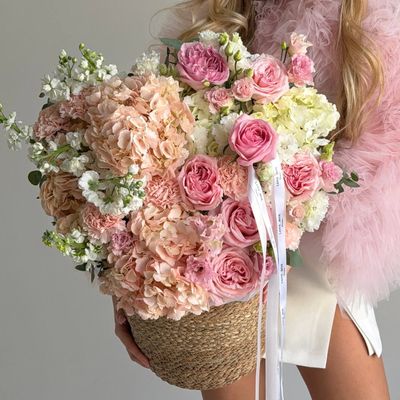 Плетёная корзина МИКС ЦВЕТОВ М