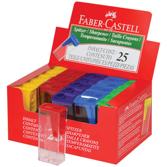 Точилка FABER-CASTELL, с контейнером, прямоугольная, пластиковая, детали ассорти, 581526