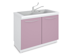 Тумба медицинская с полками под мойку на подиуме ТММ-2.0 Люкс