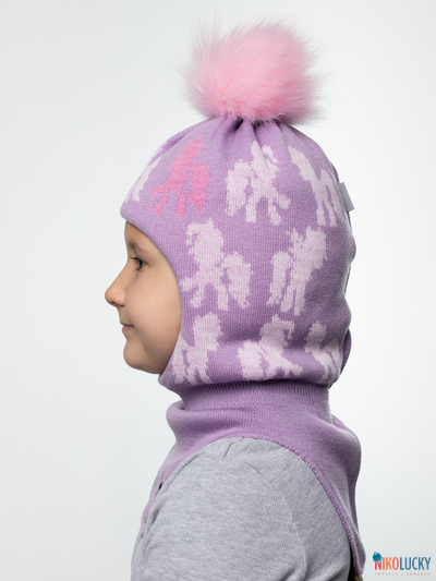 Шапка-шлем 23101-03 с утепл., хб подклад, фиалковый,роз. 52-54