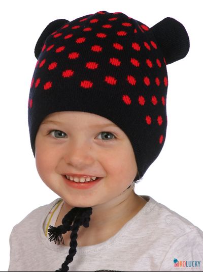 Шапка  20202-11, цвет темно-синий,ярко-розовый р. 52-54