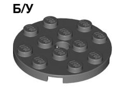! Б/У - Plate, Round 4 x 4 with Hole, Dark Bluish Gray (60474 / 4528323) - Б/У