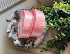 ЛЕНТА АТЛАСНАЯ, 2.5 СМ., РУЛОН  (23м.) СВЕТЛЫЙ РОЗОВЫЙ