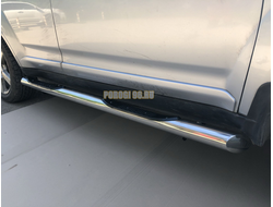 Порог труба с проступью d76 для Mitsubishi Outlander XL (2006-2009)