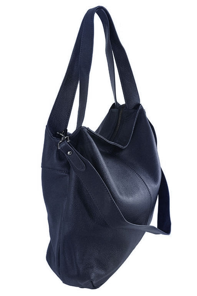 (АРТИКУЛ: 9728/82) СУМКА БОЛЬШАЯ, КОЖАНАЯ, ТЕМНО-СИНЯЯ, ДВЕ РУЧКИ И РЕМЕНЬ ЧЕРЕЗ ПЛЕЧО