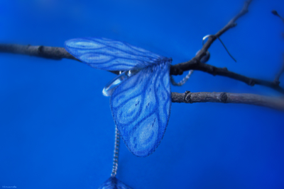 "Небокрылые феи весенних дождей", длинные серьги с шёлком и каплями