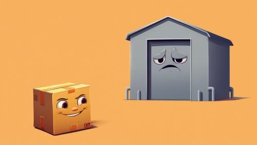 Малый бизнес в виде маленькой, но яркой коробки стоит напротив огромного, но безликого серого склада