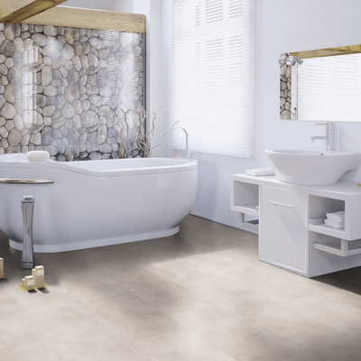 Биополы Wineo PURLINE 1000 Городской Светло-Серый PLC317R в интерьере ванной