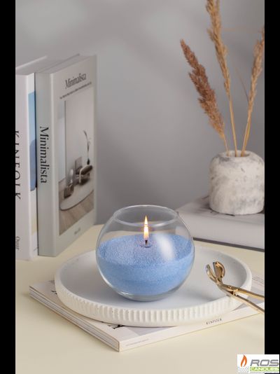 Насыпная свеча "Шар" 12*10 см, цвет "Голубой"
