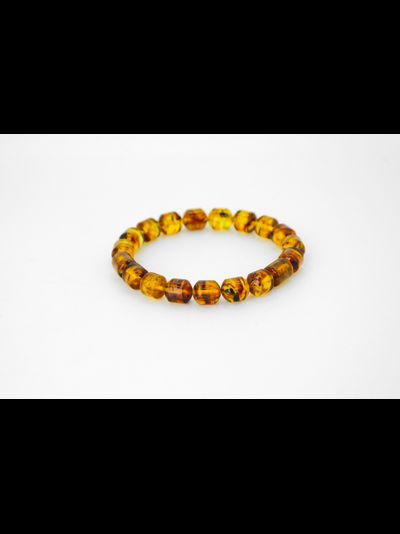 Браслет "Бочонок" из натурального янтаря на резинке  05842