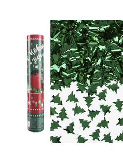 Пневмохлопушка 30 см "С Новым годом!" Елочки, Зеленый