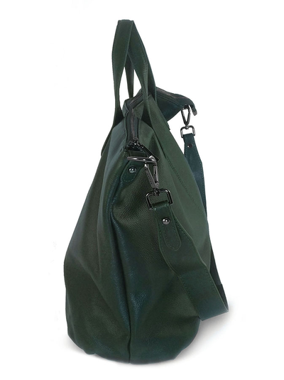 (АРТИКУЛ: 10054/3) СУМКА ЖЕНСКАЯ КОЖАНАЯ БОЛЬШАЯ, НАТУРАЛЬНАЯ КОЖА, ТЕМНО-ЗЕЛЕНАЯ, С ШИРОКИМ ПЛЕЧЕВЫМ РЕМНЕМ