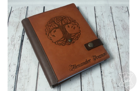 Кожаный ежедневник с тиснением рисунка, именной ежедневник из натуральной кожи