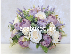 Цветочная Композиция из искусственных цветов - Инди № М013 - Размер 25*25 см