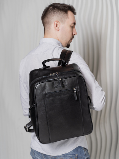 Кожаный рюкзак Cossira black (арт. 3048-01)