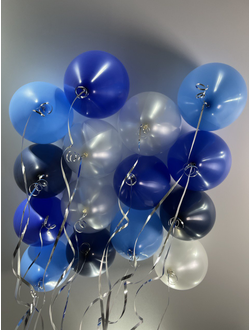 Шары синий, тёмно-синий, голубой, белый перламутр 15 шт под потолок