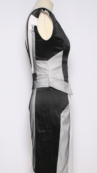 ПЛАТЬЕ АТЛАСНОЕ "К. М."комбинированное чёрно-белое р.40-48