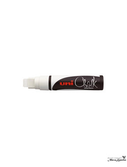 Маркер меловой UNI "Chalk", 15 мм, БЕЛЫЙ (WHITE), влагостираемый, для гладких поверхностей