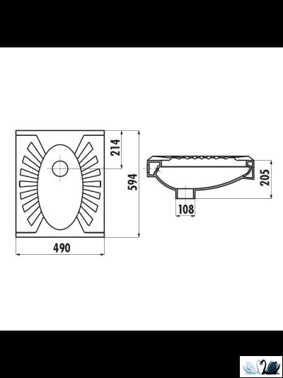 Чаша Генуя Creavit TP590-00CB00E-0000 Керамическая 500 х 600 мм овальная