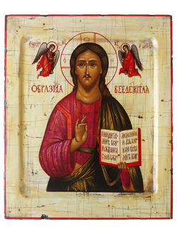 Господь Вседержитель (Спаситель) с образами Святых Архангелов Гавриила и Михаила. Рукописная икона.