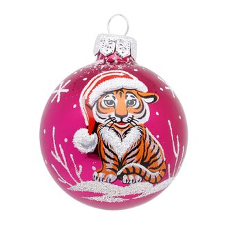 стеклянный елочный шар с тигром