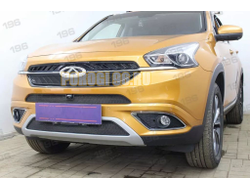 Защита радиатора для Chery Tiggo 7 2016- black середина с камерой