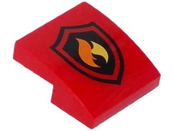 Slope, Curved 2 x 2 x 2/3 with Fire Logo Pattern, Red (15068pb052 / 6132565)