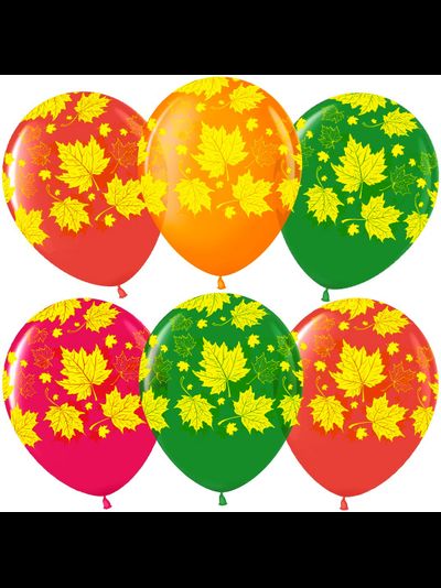 Шар 12&quot;/30 см &quot;Яркие листья&quot; Кристалл 25 шт
