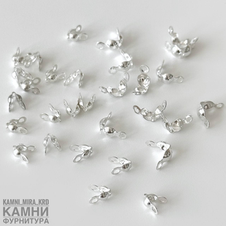 Маскировочная кримпа каллота малая 6х4/8х6 мм, цвет серебро, цена за пару